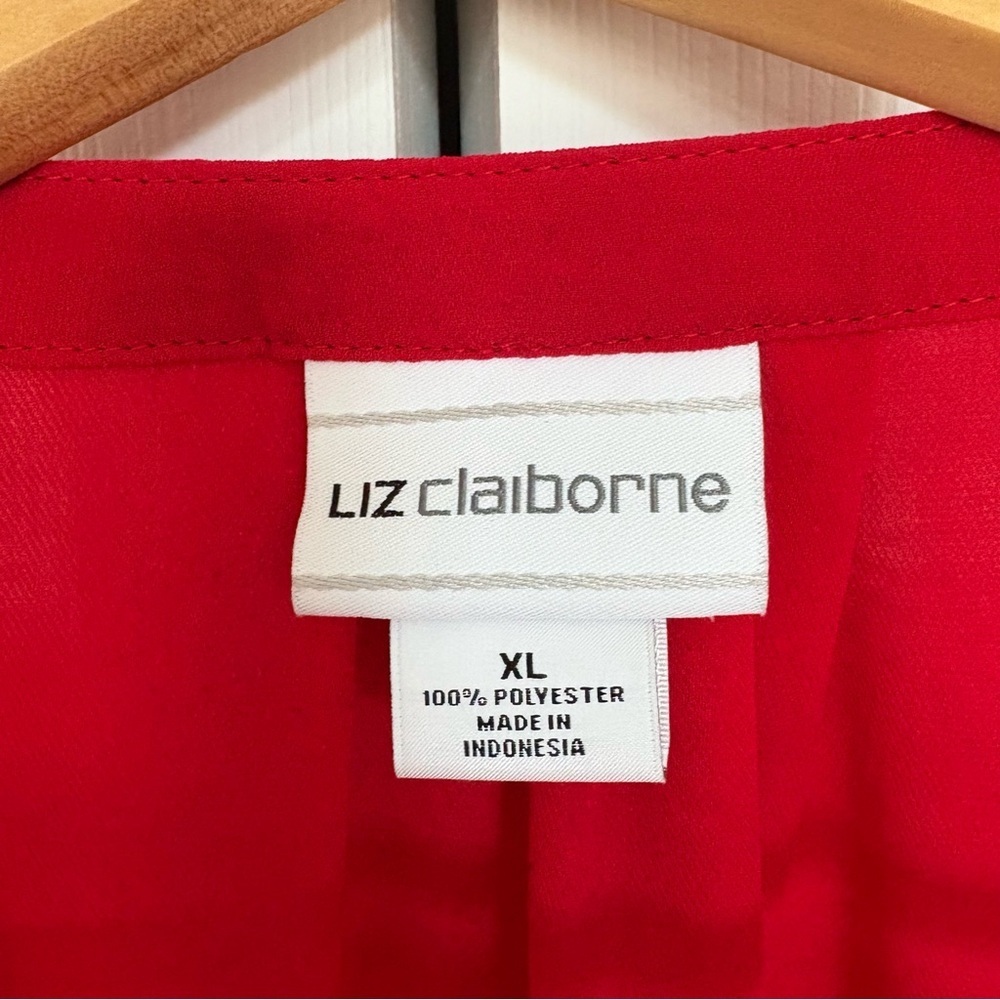 Liz Claiborne Scarlet V-Neck Sheer Blouse - Picture 2 of 9